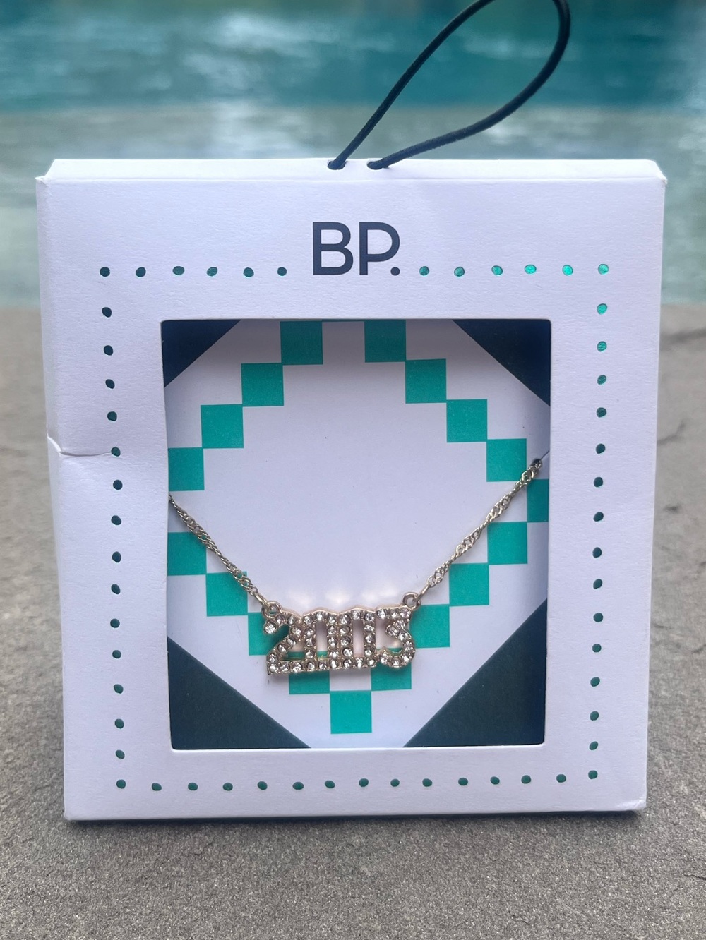 Nordstrom BP Birth Year Gold Tone Necklace With Crystal “2003” NEW